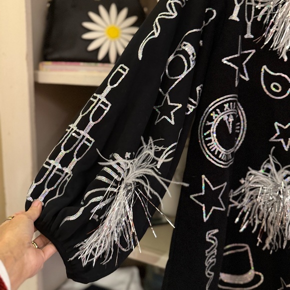 Queen of Sparkles Medium NYE dress QOS M feathers sequins - Picture 3 of 4